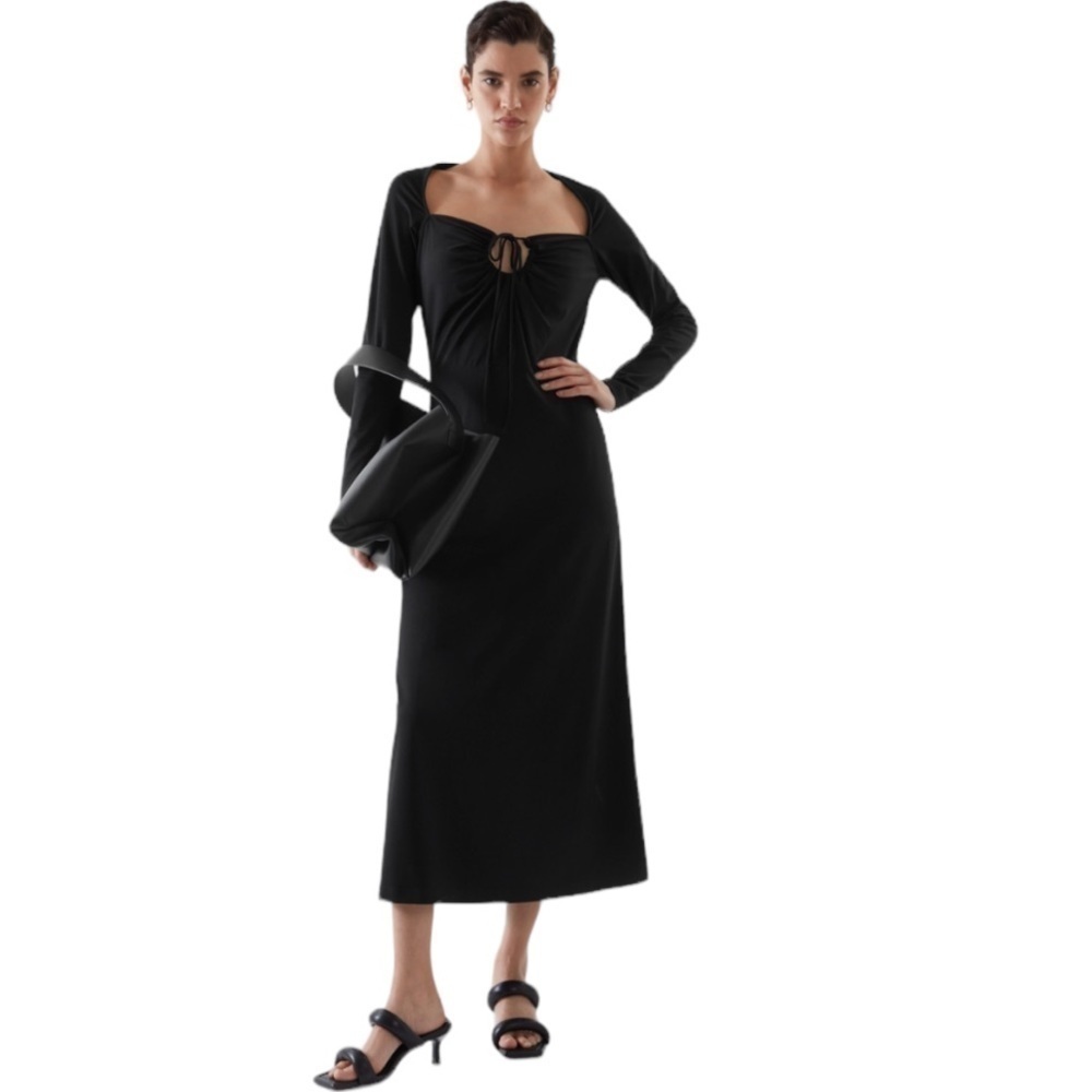 NWOT COS Halter Neck Maxi Dress Black Keyhole Convertible Minimalist Sz Medium